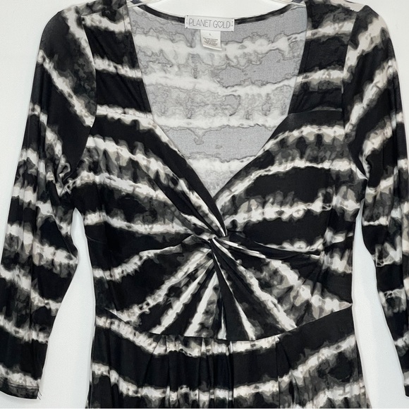 Planet Gold Junior's Dress Twisted Knot Tie Dye Long Sleeves Size L - Picture 3 of 7